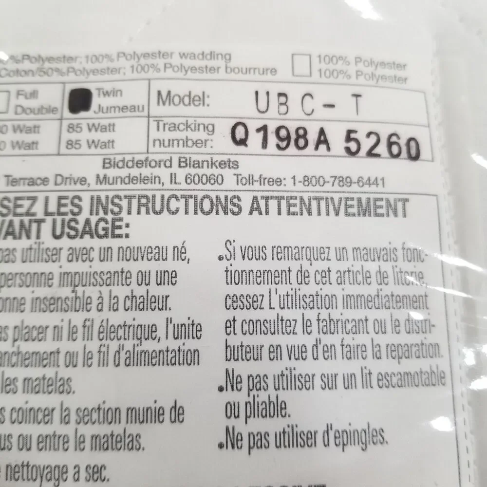 Biddeford Heated Mattress Pad Twin Size 75x39 New in Package